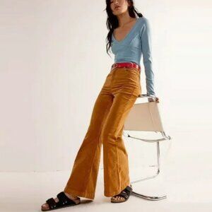 NWT New Free People We The Free Harlow Wide-Leg Cord Orange Jeans Pants Size 26